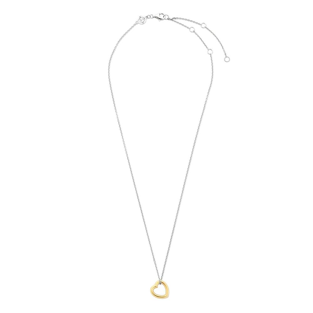 NEW TI SENTO women's gold-plated hanging heart necklace in gold/silver
